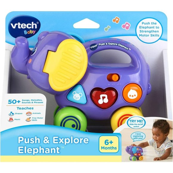VTech Baby Learning Toy Interactive Push and Explore Elephant - Picture 14 of 14